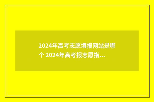2024年高考志愿填报网站是哪个 2024年高考报志愿指南