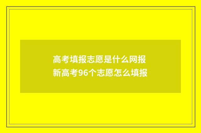 高考填报志愿是什么网报 新高考96个志愿怎么填报