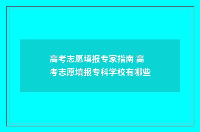 高考志愿填报专家指南 高考志愿填报专科学校有哪些