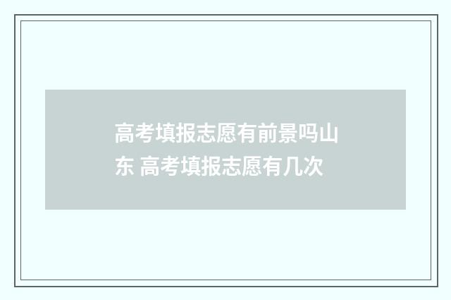 高考填报志愿有前景吗山东 高考填报志愿有几次
