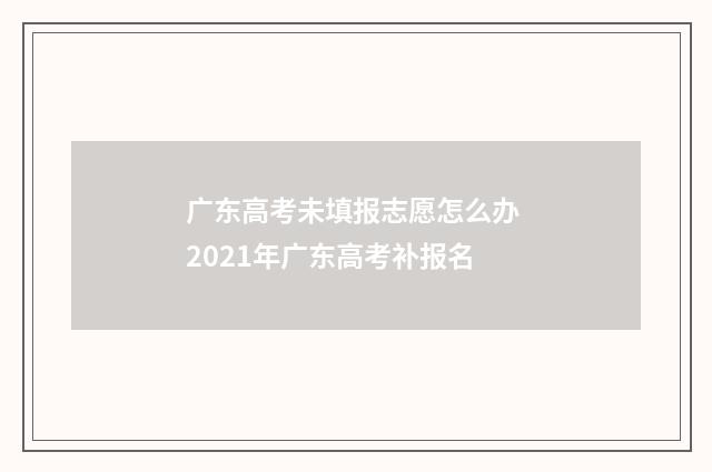 广东高考未填报志愿怎么办 2021年广东高考补报名