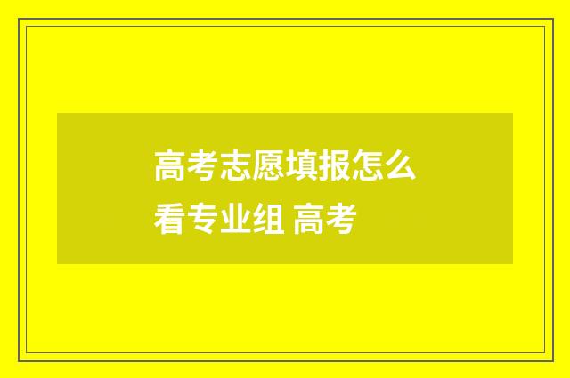 高考志愿填报怎么看专业组 高考