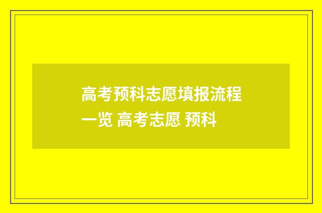 高考预科志愿填报流程一览 高考志愿 预科