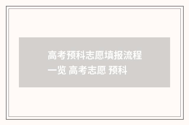 高考预科志愿填报流程一览 高考志愿 预科