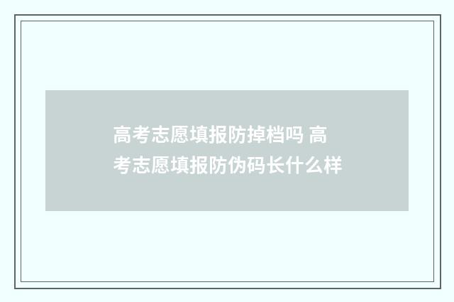 高考志愿填报防掉档吗 高考志愿填报防伪码长什么样