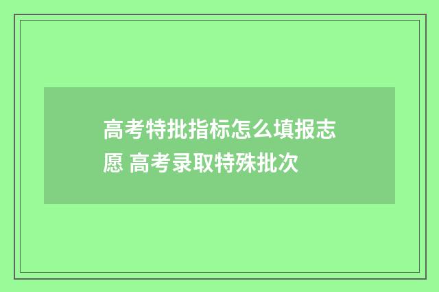 高考特批指标怎么填报志愿 高考录取特殊批次