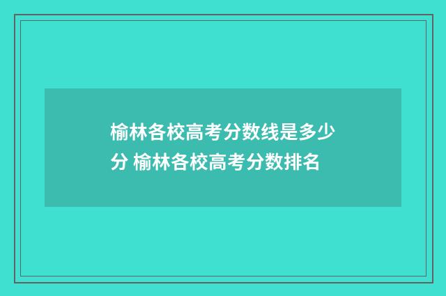 榆林各校高考分数线是多少分 榆林各校高考分数排名