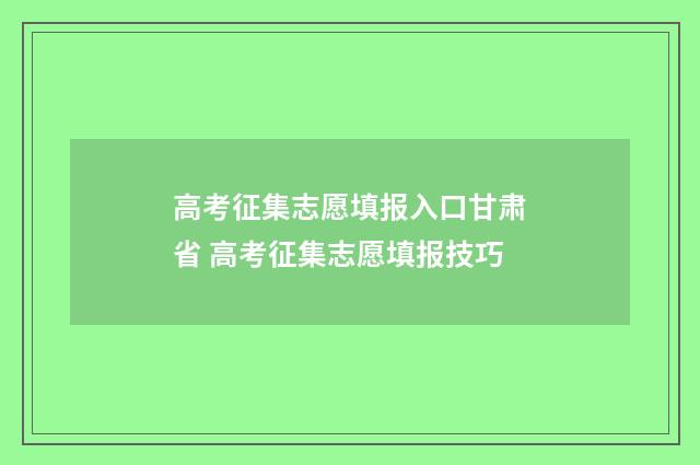 高考征集志愿填报入口甘肃省 高考征集志愿填报技巧