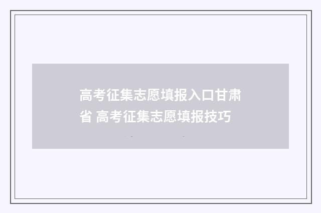 高考征集志愿填报入口甘肃省 高考征集志愿填报技巧