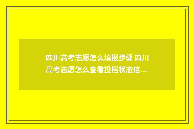 四川高考志愿怎么填报步骤 四川高考志愿怎么查看投档状态信息