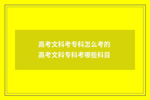 高考文科考专科怎么考的 高考文科专科考哪些科目