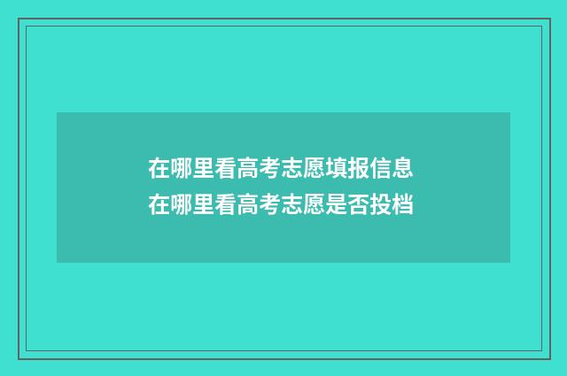 在哪里看高考志愿填报信息 在哪里看高考志愿是否投档