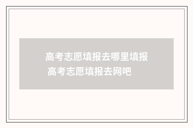 高考志愿填报去哪里填报 高考志愿填报去网吧