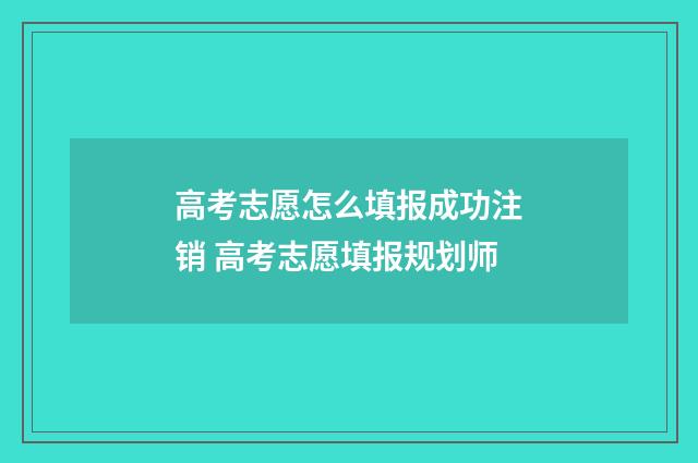 高考志愿怎么填报成功注销 高考志愿填报规划师
