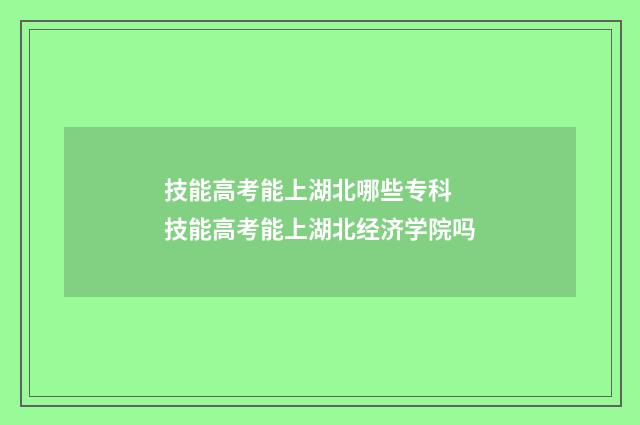 技能高考能上湖北哪些专科 技能高考能上湖北经济学院吗
