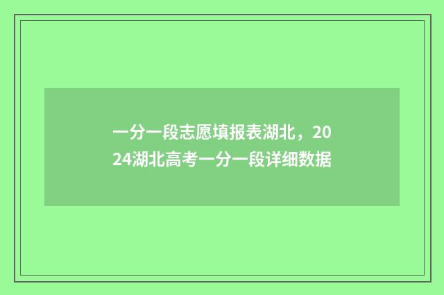 一分一段志愿填报表湖北，2024湖北高考一分一段详细数据