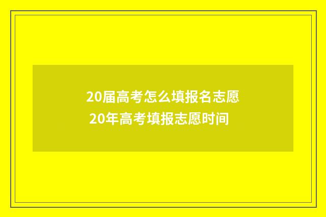 20届高考怎么填报名志愿 20年高考填报志愿时间