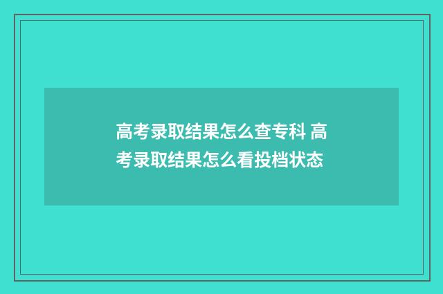 高考录取结果怎么查专科 高考录取结果怎么看投档状态