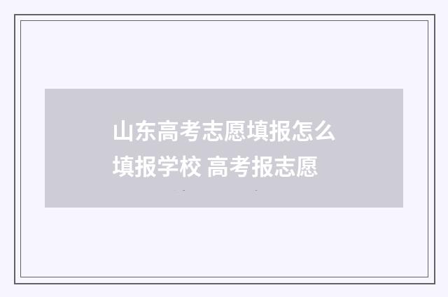 山东高考志愿填报怎么填报学校 高考报志愿
