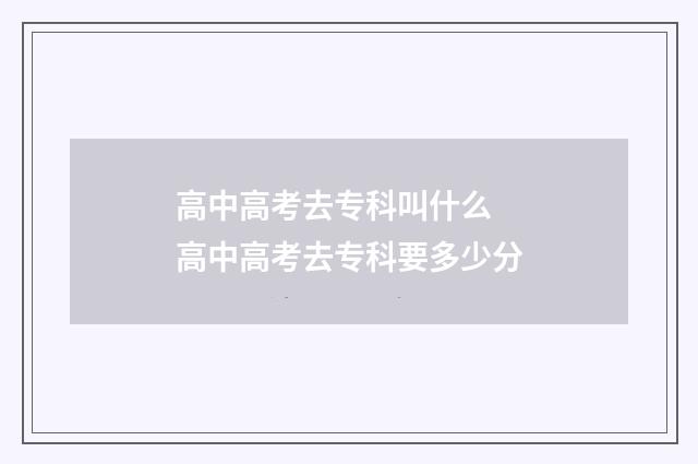 高中高考去专科叫什么 高中高考去专科要多少分