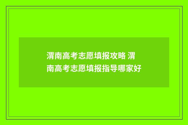 渭南高考志愿填报攻略 渭南高考志愿填报指导哪家好