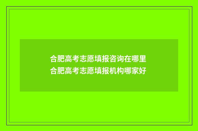 合肥高考志愿填报咨询在哪里 合肥高考志愿填报机构哪家好