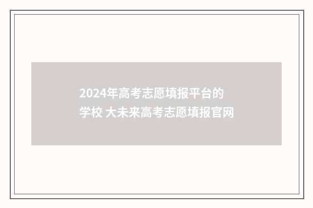 2024年高考志愿填报平台的学校 大未来高考志愿填报官网