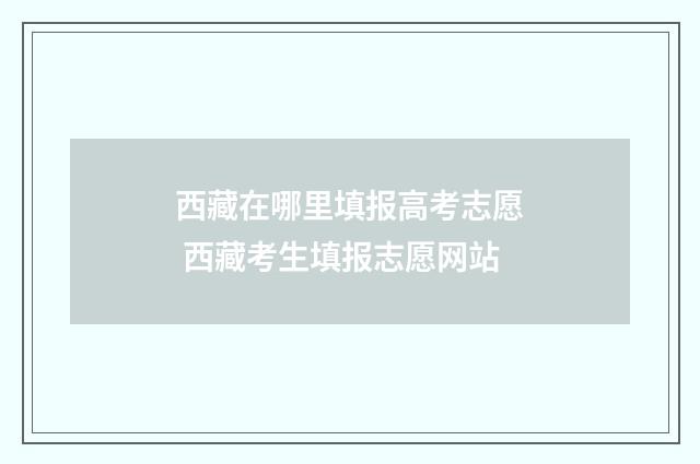 西藏在哪里填报高考志愿 西藏考生填报志愿网站