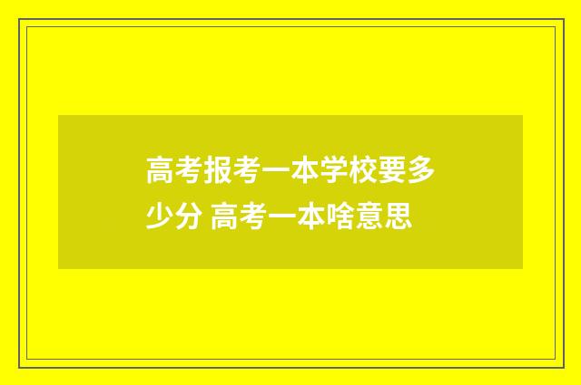 高考报考一本学校要多少分 高考一本啥意思