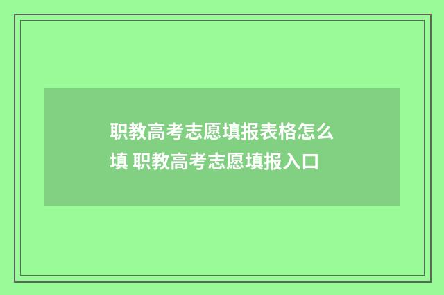 职教高考志愿填报表格怎么填 职教高考志愿填报入口