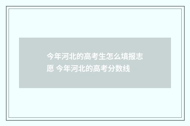 今年河北的高考生怎么填报志愿 今年河北的高考分数线