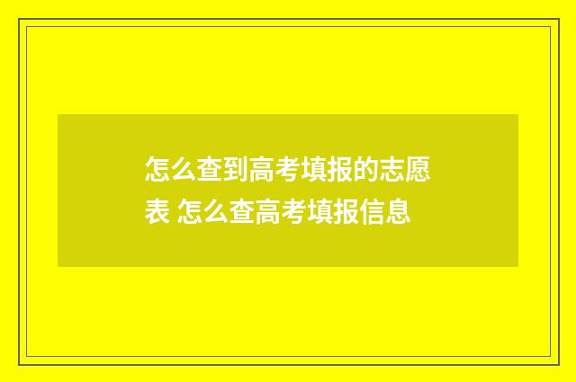 怎么查到高考填报的志愿表 怎么查高考填报信息