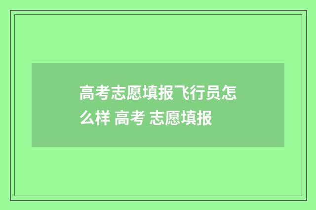 高考志愿填报飞行员怎么样 高考 志愿填报