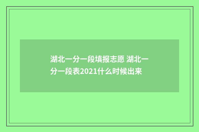 湖北一分一段填报志愿 湖北一分一段表2021什么时候出来