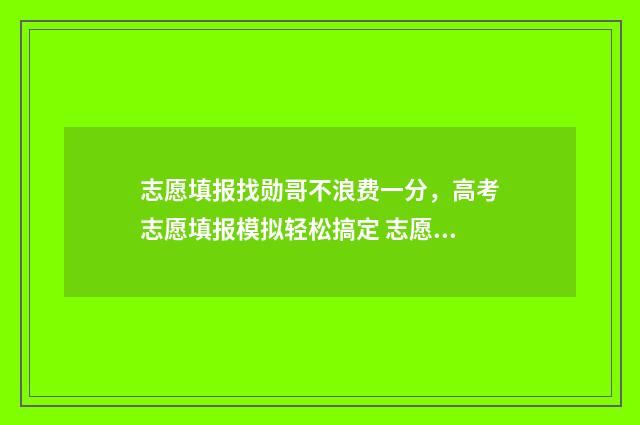 志愿填报找勋哥不浪费一分，高考志愿填报模拟轻松搞定 志愿填报找勋哥资料下载