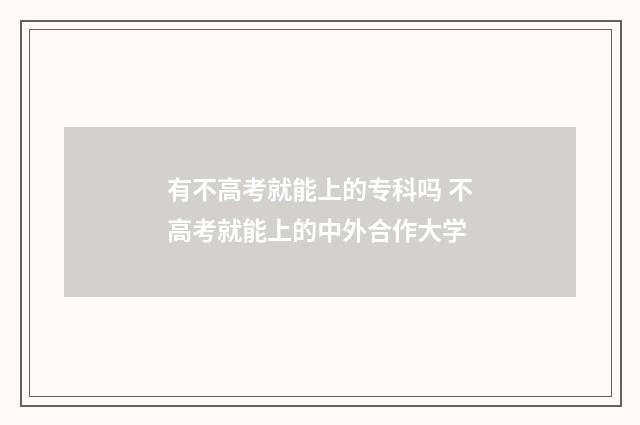 有不高考就能上的专科吗 不高考就能上的中外合作大学