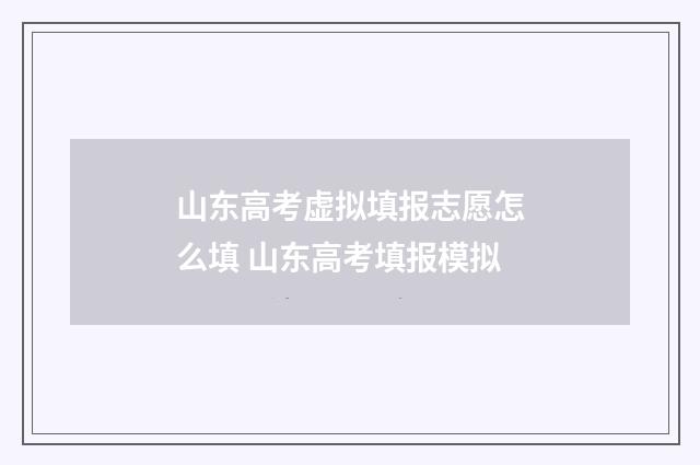 山东高考虚拟填报志愿怎么填 山东高考填报模拟