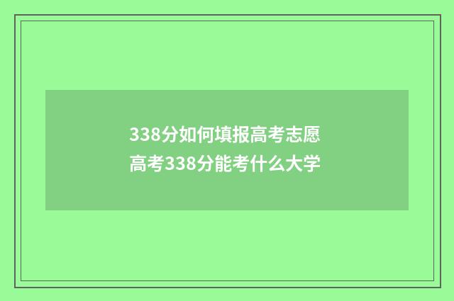 338分如何填报高考志愿 高考338分能考什么大学