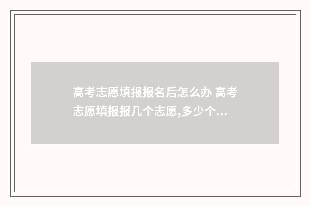 高考志愿填报报名后怎么办 高考志愿填报报几个志愿,多少个专业