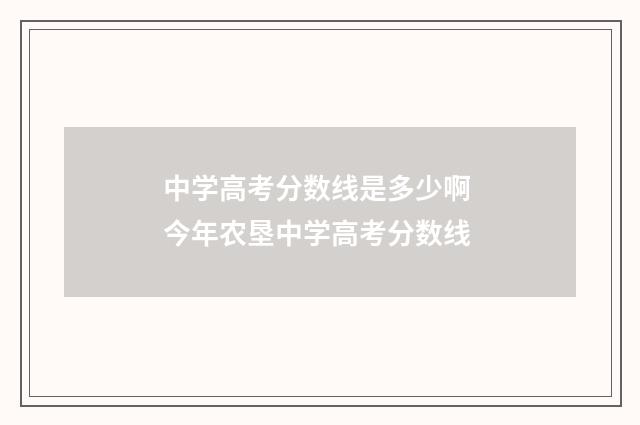 中学高考分数线是多少啊 今年农垦中学高考分数线