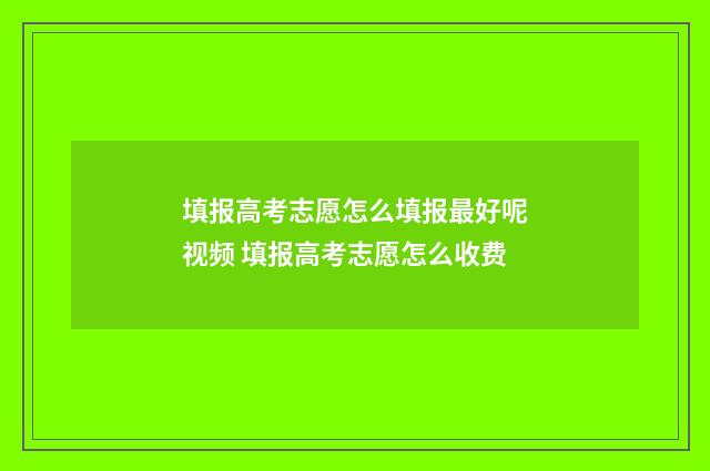 填报高考志愿怎么填报最好呢视频 填报高考志愿怎么收费