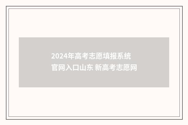 2024年高考志愿填报系统官网入口山东 新高考志愿网