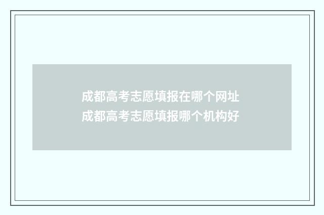 成都高考志愿填报在哪个网址 成都高考志愿填报哪个机构好