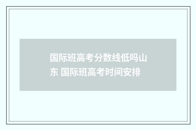 国际班高考分数线低吗山东 国际班高考时间安排