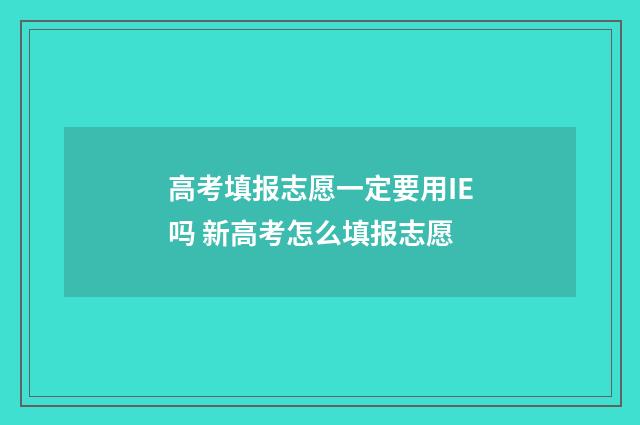 高考填报志愿一定要用IE吗 新高考怎么填报志愿