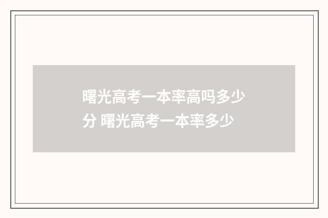 曙光高考一本率高吗多少分 曙光高考一本率多少