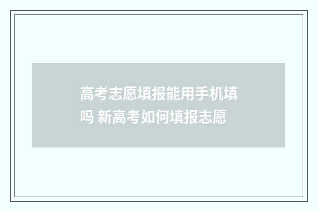 高考志愿填报能用手机填吗 新高考如何填报志愿