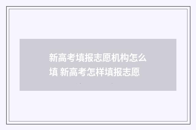 新高考填报志愿机构怎么填 新高考怎样填报志愿