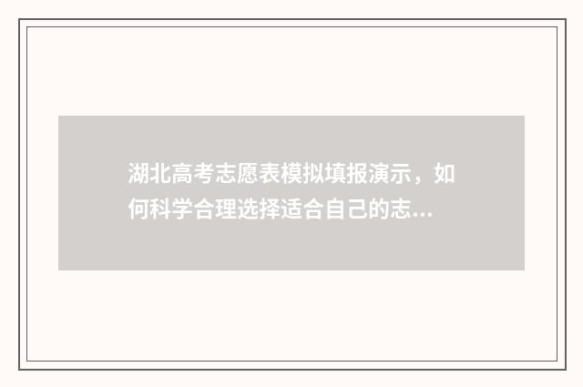 湖北高考志愿表模拟填报演示，如何科学合理选择适合自己的志愿？ 湖北高考志愿表已填写样本