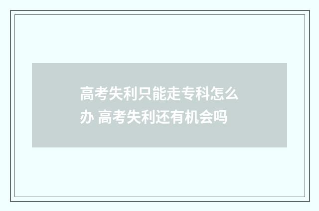 高考失利只能走专科怎么办 高考失利还有机会吗